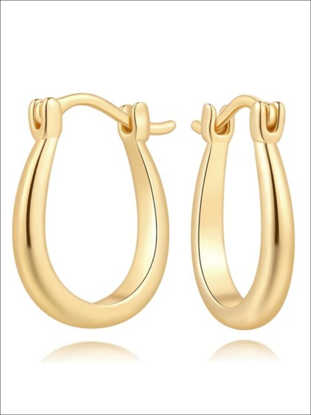 14K Gold Plated Hoop Earrings Latch Back Women Stylish